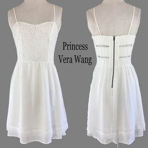 White lace cutout dress